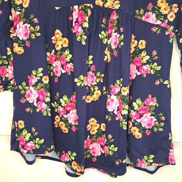 Cool Melon Floral Ruffle Peplum Blouse Size Medium - Picture 4 of 6